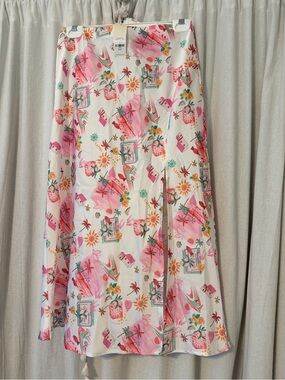 Francesca's Collections Kathy Satin Midi Skirt